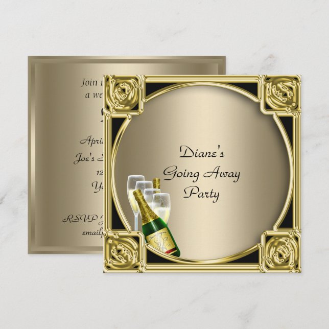 Tarjeta de invitación a la fiesta de despedida Adi (Anverso / Reverso)