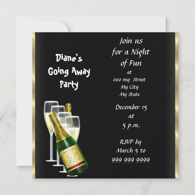 Tarjeta de invitación a la fiesta de despedida Adi (Anverso)