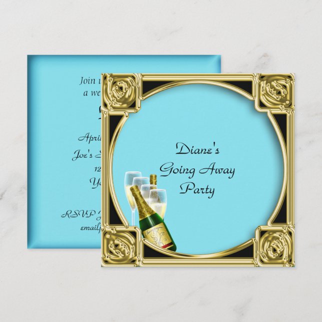 Tarjeta de invitación a la fiesta de despedida Adi (Anverso / Reverso)