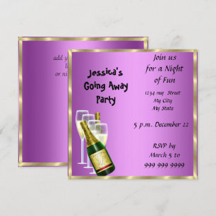 Tarjeta de invitación a la fiesta de despedida adi