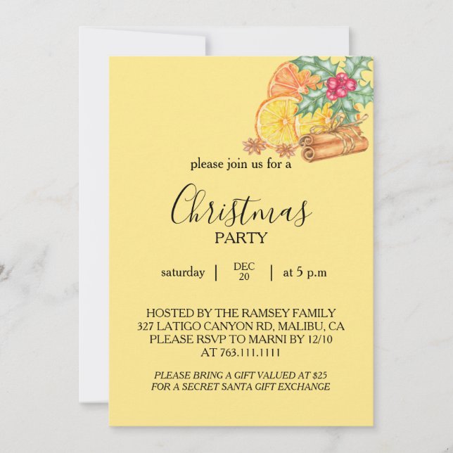 Tarjeta de Invitación a la Fiesta de Navidad (Anverso)