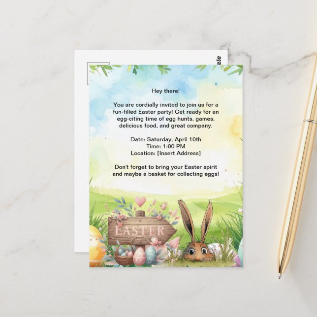 Tarjeta de invitación a la fiesta de Pascua (Anverso/Reverso In Situ)