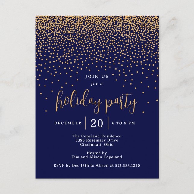 Tarjeta de invitación a la fiesta de puntos brilla (Anverso)
