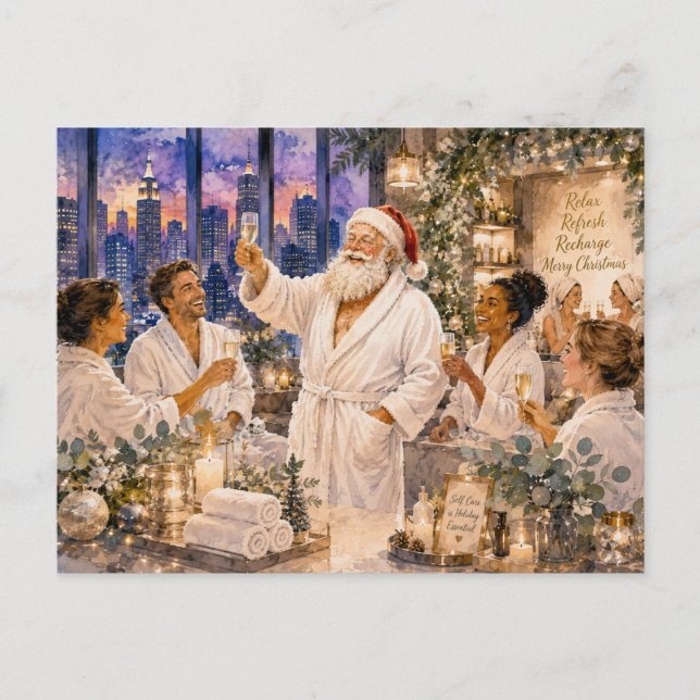 Tarjeta de invitación a la fiesta de Spa de Navida (Anverso)