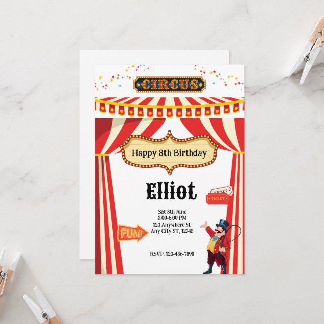 Tarjeta de Invitación a la Fiesta del Circo (Anverso/Reverso In Situ)