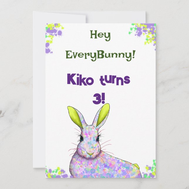 Tarjeta de Invitación a la Fiesta del Conejo Púrpu (Anverso)