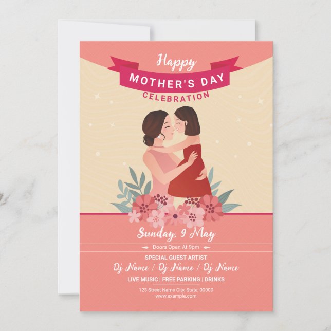 Tarjeta de invitación a la fiesta del Día de la Ma (Anverso)
