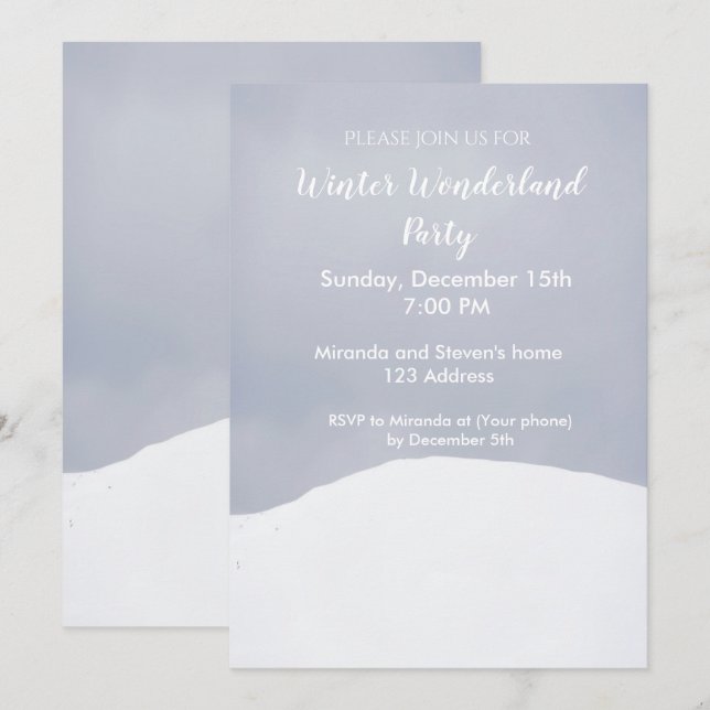Tarjeta de invitación a la fiesta Winter wonderlan (Anverso / Reverso)