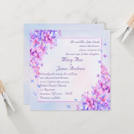 Tarjeta de invitación a la flor de color púrpura L