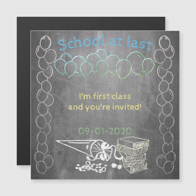 Tarjeta de invitación a la inscripción escolar en  (Anverso/Reverso)