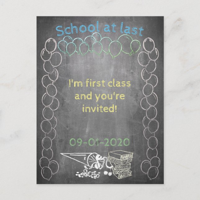Tarjeta de invitación a la inscripción escolar en  (Anverso)
