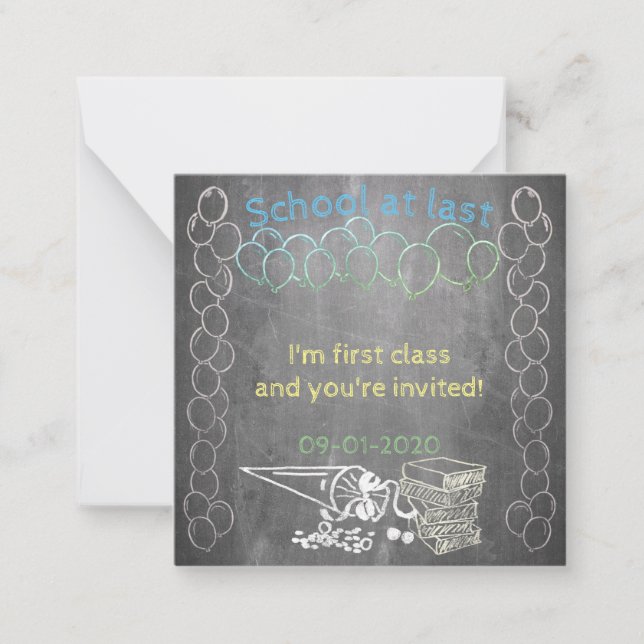 Tarjeta de invitación a la inscripción escolar en  (Anverso)