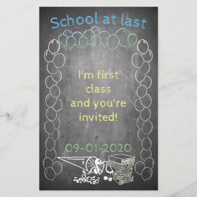 Tarjeta de invitación a la inscripción escolar en  (Anverso)