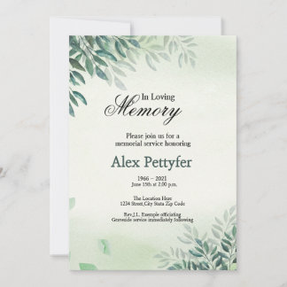 Tarjeta de invitación a la Invitación funeraria