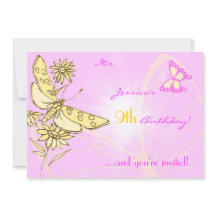 Tarjeta de invitación a la mariposa púrpura Peach