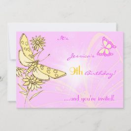Tarjeta de invitación a la mariposa púrpura Peach