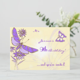 Tarjeta de invitación a la mariposa púrpura Peach