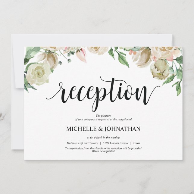 Tarjeta de invitación a la recepción de la boda de (Anverso)