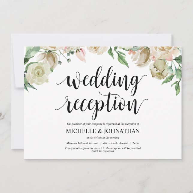 Tarjeta de invitación a la recepción de la boda de (Anverso)