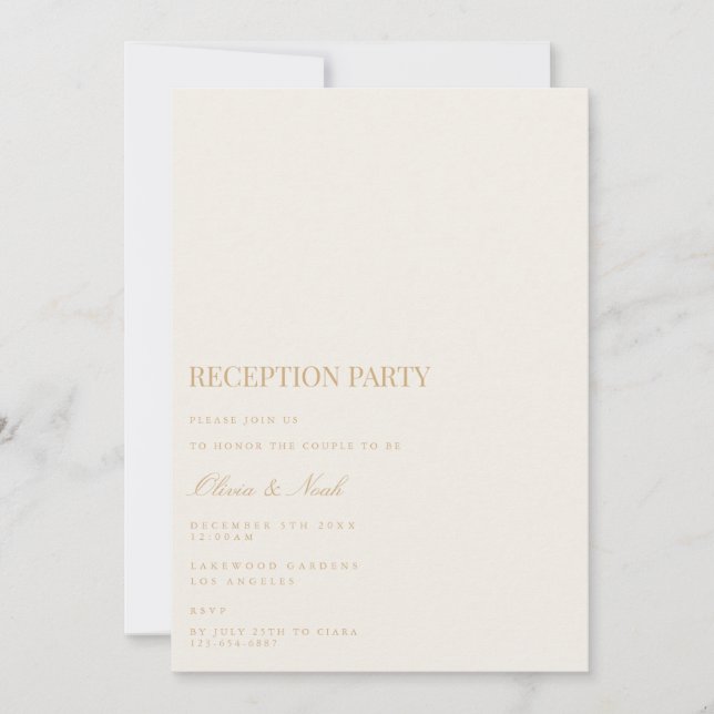 Tarjeta de invitación a la recepción de oro y marf (Anverso)