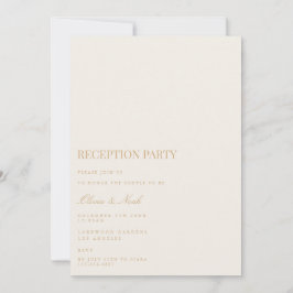 Tarjeta de invitación a la recepción de oro y marf