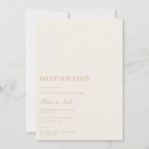 Tarjeta de invitación a la recepción de oro y marf