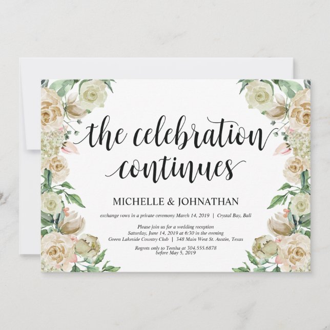 Tarjeta de invitación a la recepción del Elopement (Anverso)