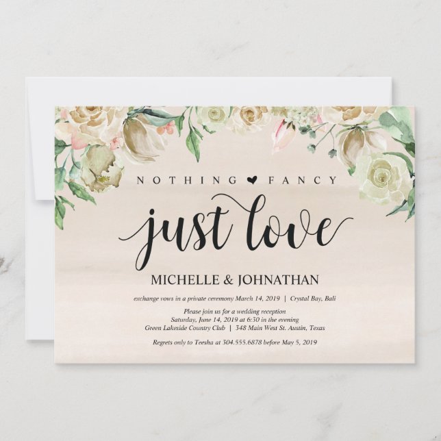 Tarjeta de invitación a la recepción del Elopement (Anverso)