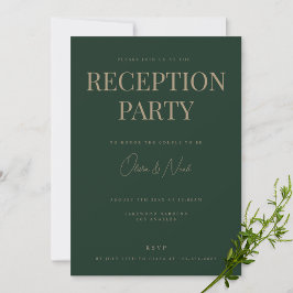 Tarjeta de invitación a la recepción verde moderna