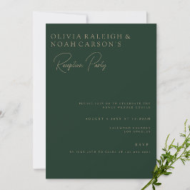 Tarjeta de invitación a la recepción verde moderna
