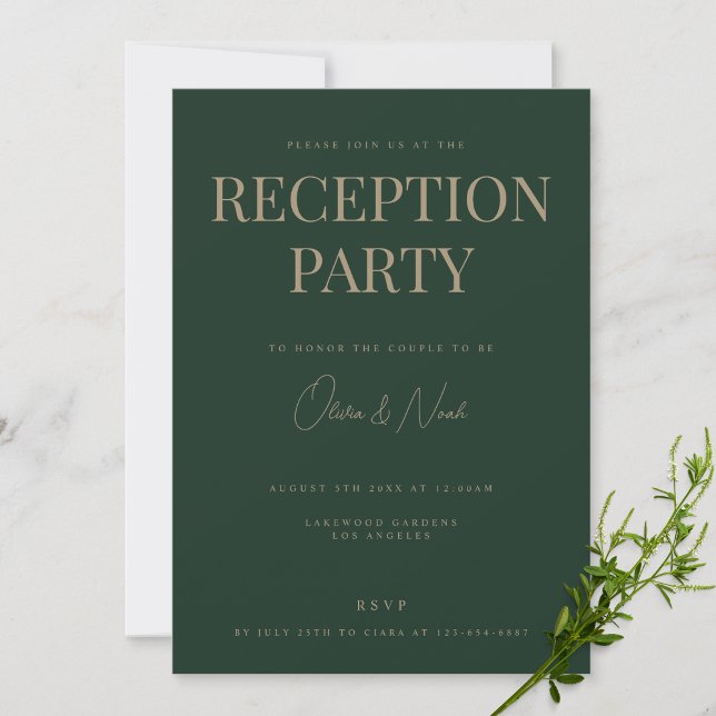 Tarjeta de invitación a la recepción verde moderna (Subido por el creador)