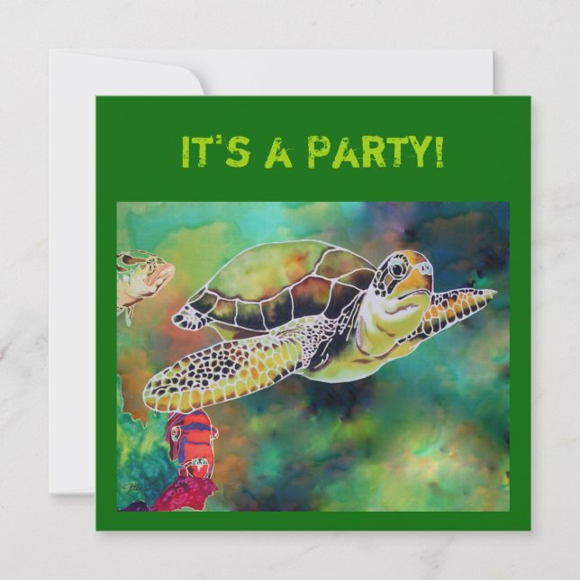 Tarjeta de invitación a la tortuga verde (Anverso)