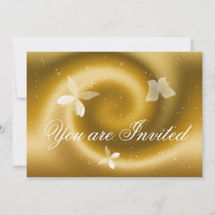 Tarjeta de invitación a las mariposas de oro