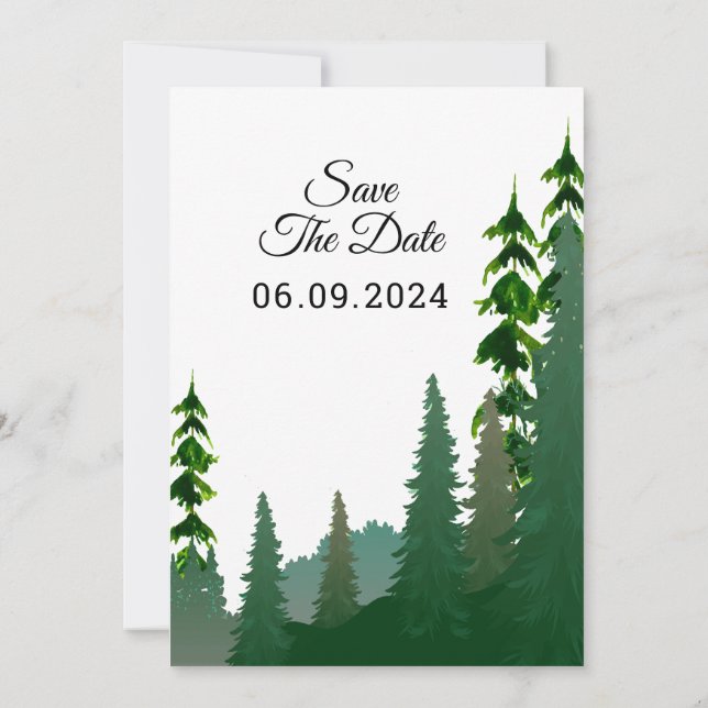 Tarjeta de invitación a los árboles de montaña de  (Reverso)