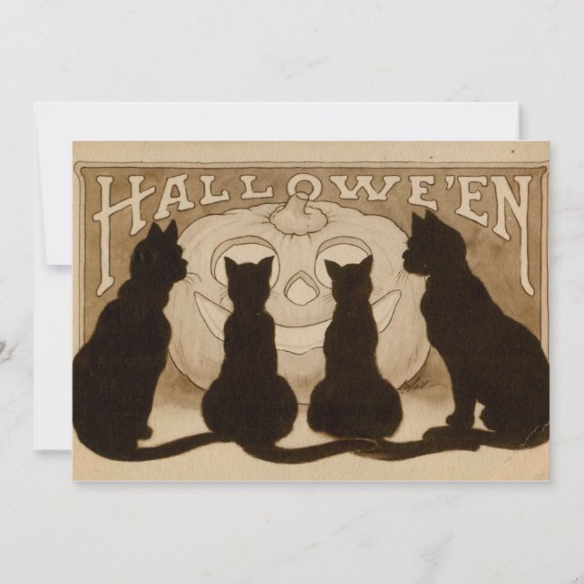Tarjeta de invitación a los gatos negros de Hallow (Anverso)