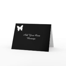 Tarjeta de invitación a mariposa negra y blanca