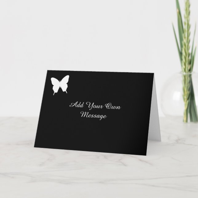 Tarjeta de invitación a mariposa negra y blanca (Anverso)