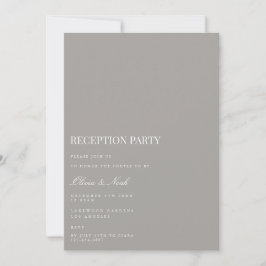 Tarjeta de invitación a recepción blanca y gris co