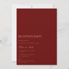 Tarjeta de invitación a recepción de color dorado 