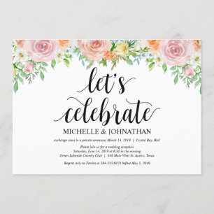 Tarjeta de invitación a recepción de Elopement de