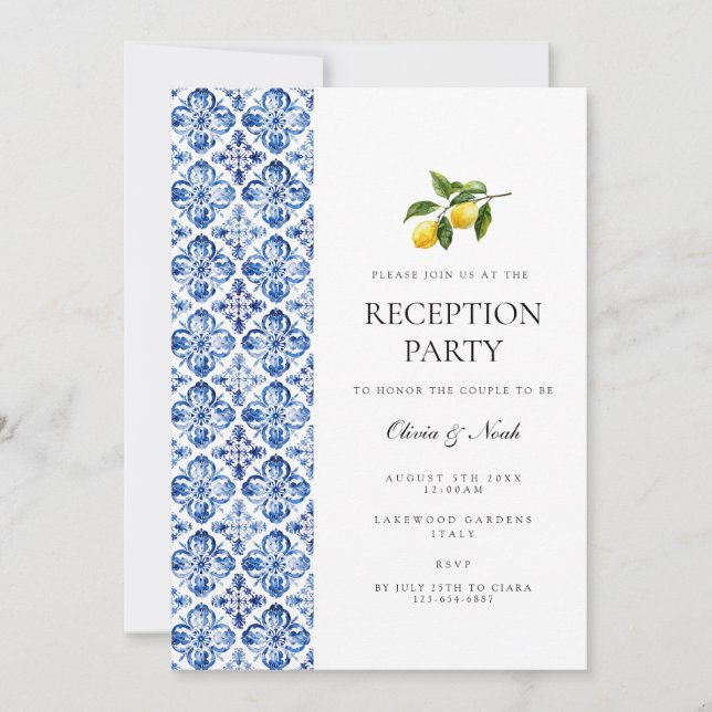 Tarjeta de invitación a recepción de limón mediter (Anverso)