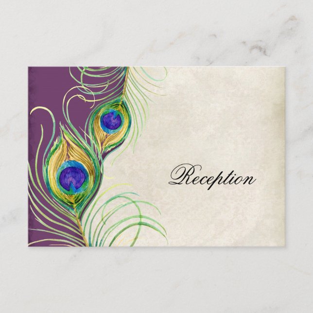 Tarjeta de invitación a recepción de plumas de pav (Anverso)