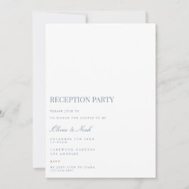 Tarjeta de invitación a recepción en azul y blanco