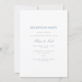 Tarjeta de invitación a recepción en azul y blanco