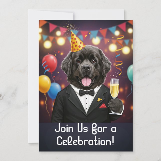 Tarjeta de Invitación a una Fiesta con un Perro Te (Anverso)