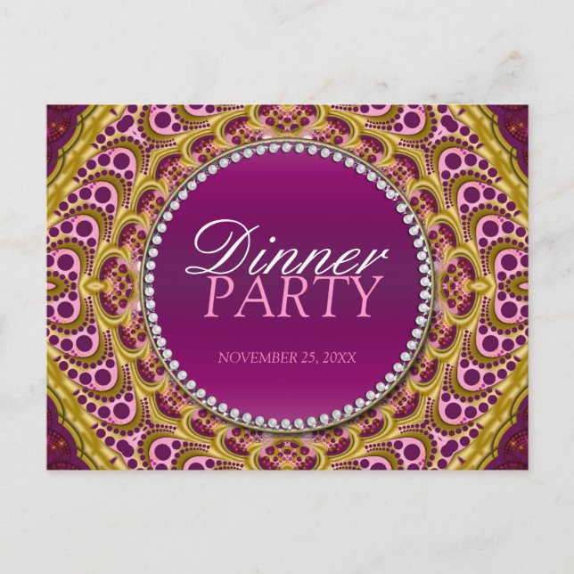 Tarjeta de invitación a una fiesta de cena exótica (Anverso)