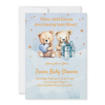 Tarjeta de Invitación Adorable Twin Baby