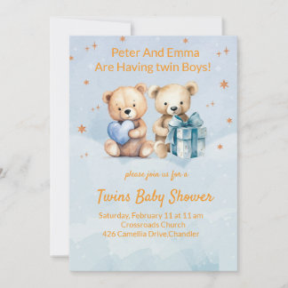 Tarjeta de Invitación Adorable Twin Baby