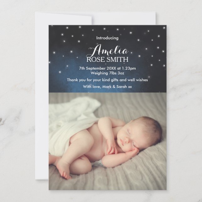 Tarjeta de invitación/agradecimiento para bebé (Anverso)