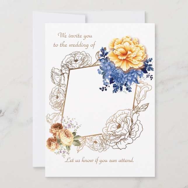 Tarjeta de invitación ajustada de Boda con brillo  (Anverso)